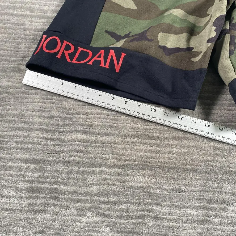 Jordan Shorts Mens Large Green Camo Fleece Sweat Nike Air Basketball Athletic